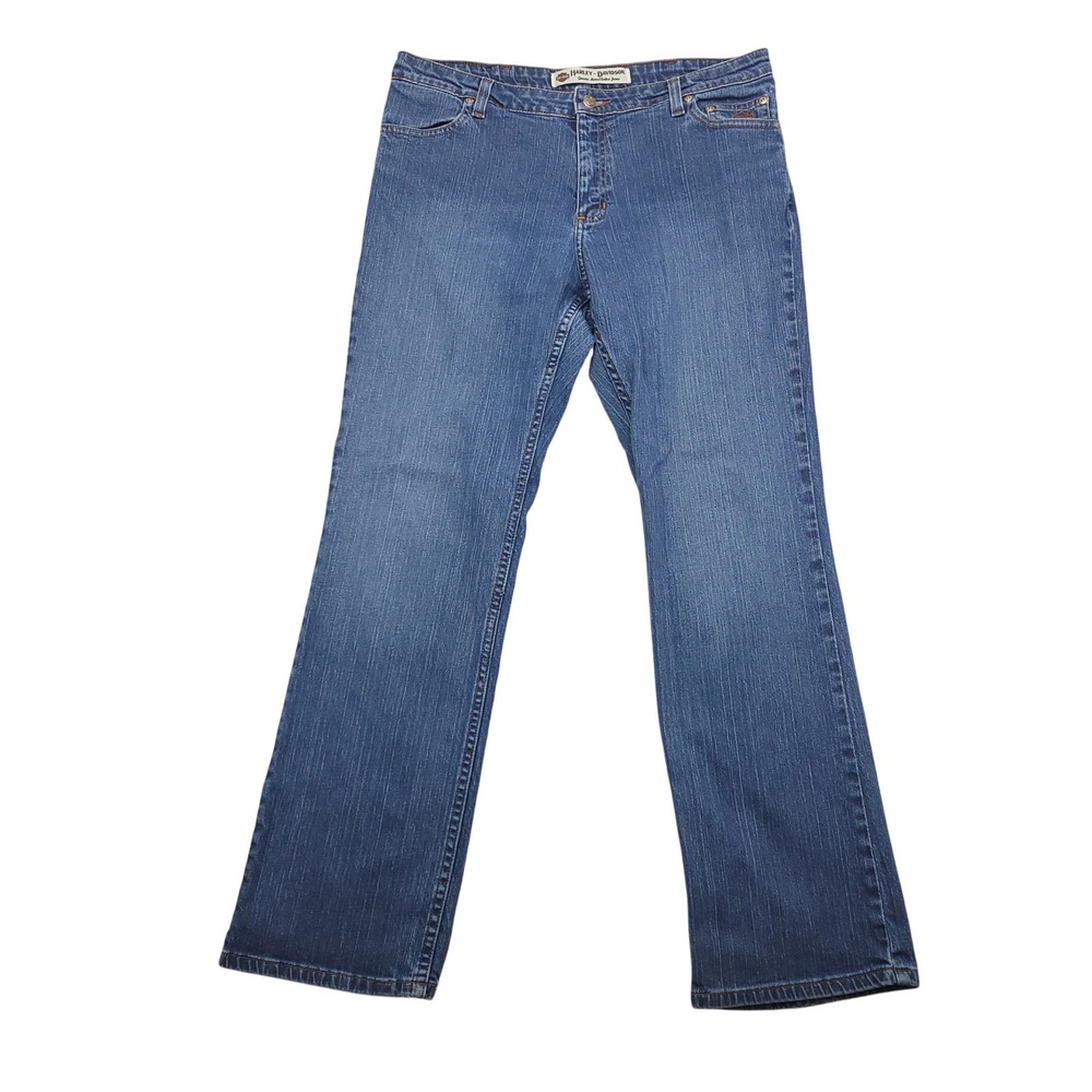 Harley Davidson Womens Straight Leg Jeans Denim Genuine MotorClothes Size 14 Reg